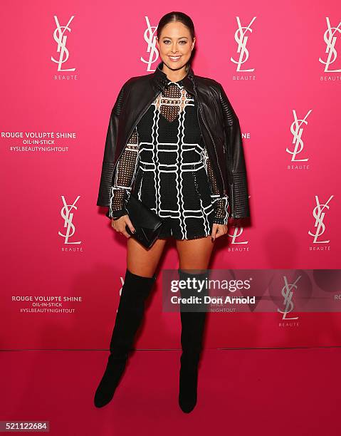 Lana Jeavons-Fellows arrives ahead of a YSL beauty launch at Sydney Town Hall on April 14, 2016 in Sydney, Australia.