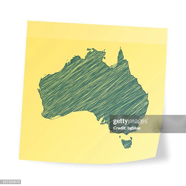 australia map on sticky note with scribble effect - canberra map stock illustrations