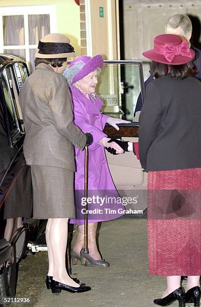 The Queen Mother Attending A Womens' Institute Afternoon Tea At West Newton Village Hall On The Edge Of The Queen's Sandringham Estate.