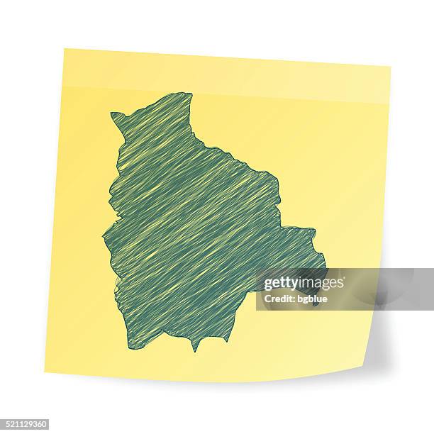 bolivia map on sticky note with scribble effect - sucre bolivia stock illustrations