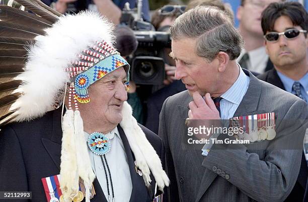 Prince Charles [ Prince Of Wales ] Meeting First Nation Chiefs Outside The Legislative Building In Regina During His Official Tour Of Canada.