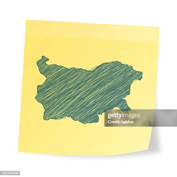 bulgaria map on sticky note with scribble effect - sofia stock illustrations