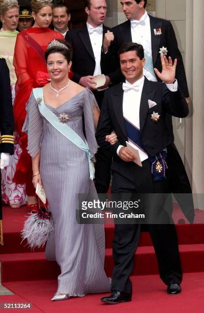 Princess Alexia Of Greece And Her Husband Carlos Morales Quintana At The Royal Wedding In Copenhagen Cathedral