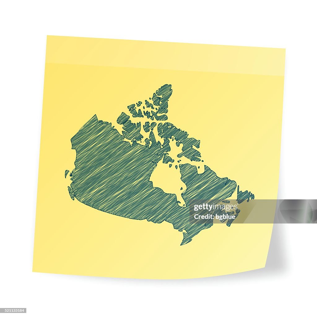 Canada Map On Sticky Note With Scribble Effect High-Res Vector Graphic ...