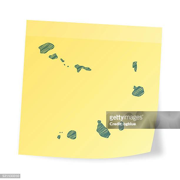 cape verde karte auf klebezettel mit scribble-effekt - praia stock-grafiken, -clipart, -cartoons und -symbole
