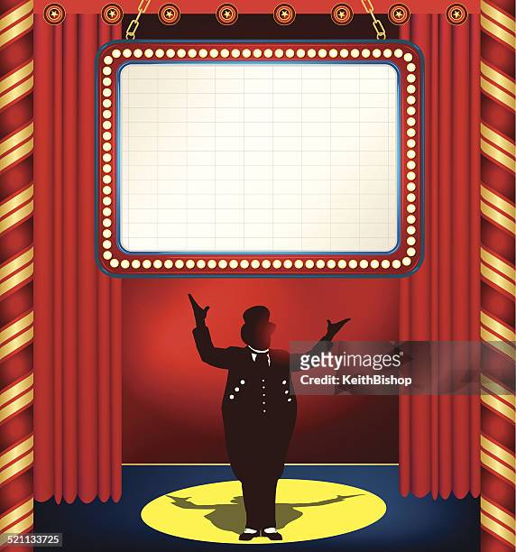 theater marquee, stage circus emcee background - red carpet stage stock illustrations