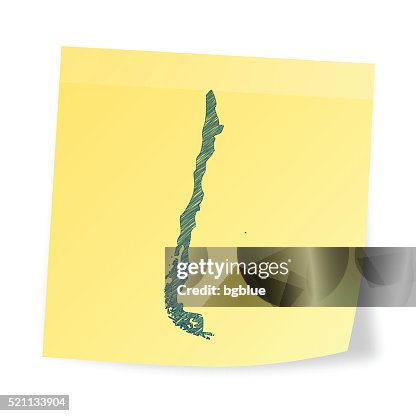 Chile map on sticky note with scribble effect Chile map on sticky note with scribble effect