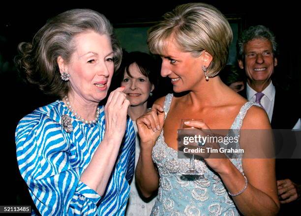 Princess Diana Talking With Raine, Comtesse De Chambrun At A Private Viewing And Reception At Christies Of Dresses Worn By The Princess That Are For...