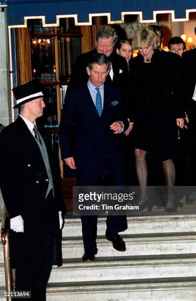 Prince Charles With Camilla Parker-bowles Leaving The Ritz Hotel In London After A Birthday Party For Her Sister, Annabel.