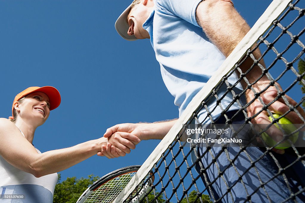 Tennis players shaking hands