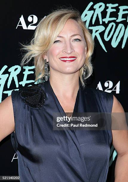 Actress Zoe Bell attends the Premiere of A24's "Green Room" at ArcLight Hollywood on April 13, 2016 in Hollywood, California.