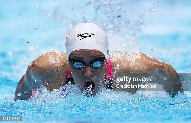 Jemma Lowe competes in the Women's 200m Butterfly during Day Three of The British Swimming Championships at Tollcross International Swimming Centre...