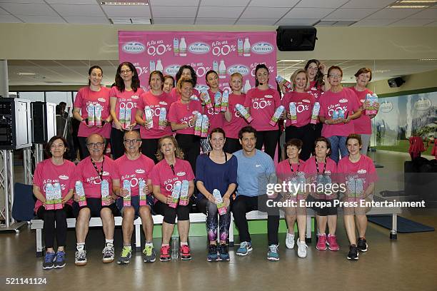 Alejandra Osborne and Jaime Cantizano present Fitness Master Class by Central Lechera Asturiana at Go-Fit Gym on April 13, 2016 in Madrid, Spain.