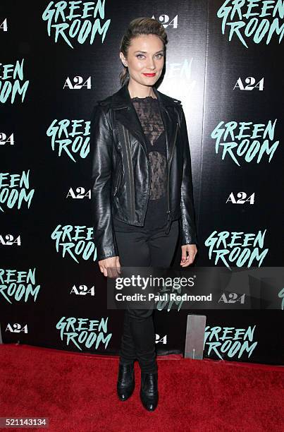 Actress Spencer Grammer attends the Premiere of A24's "Green Room" at ArcLight Hollywood on April 13, 2016 in Hollywood, California.