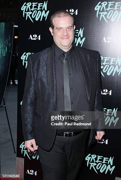 Actor Eric Edelstein attends the Premiere of A24's "Green Room" at ArcLight Hollywood on April 13, 2016 in Hollywood, California.