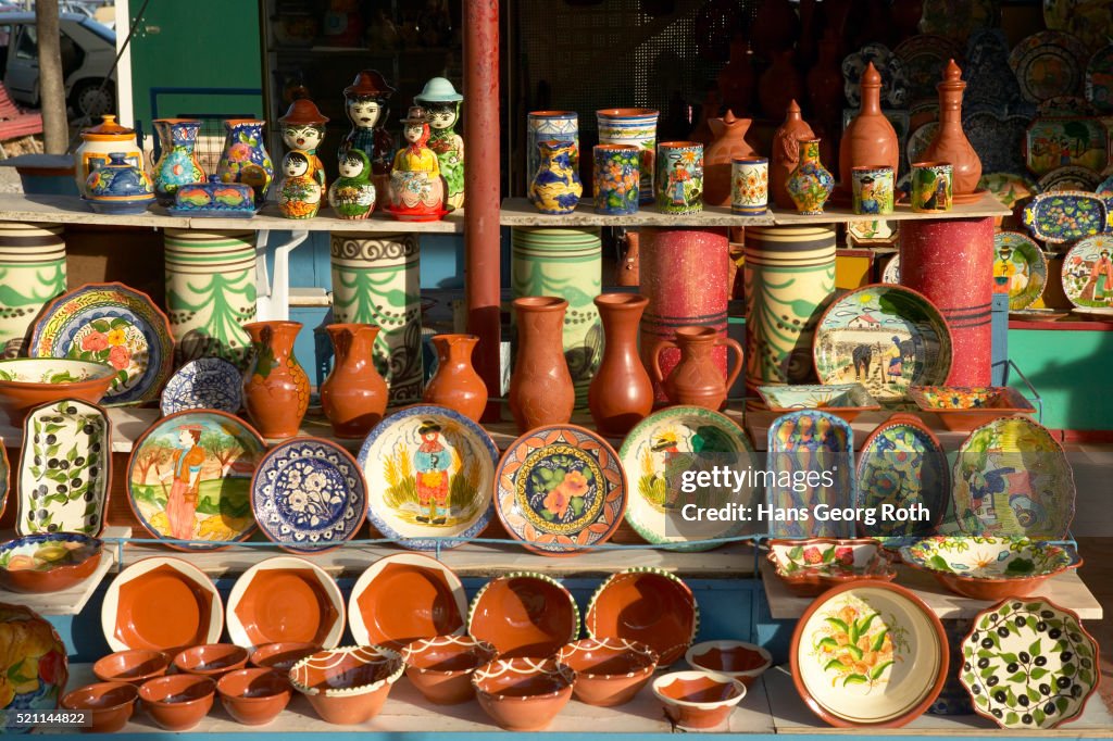 Decorative Pottery Display in Estremoz