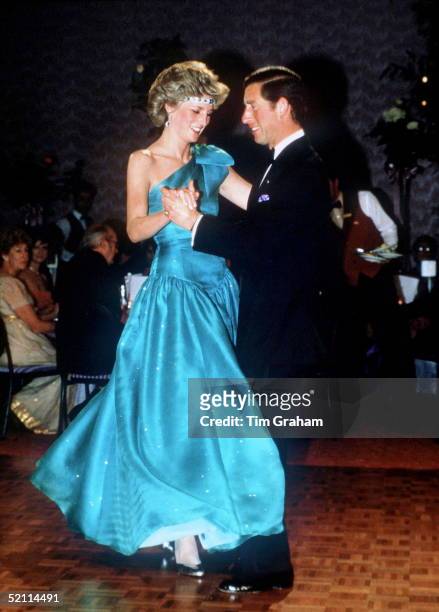Prince And Princess Of Wales Dancing Together During A Visit To Melbourne, Australia.