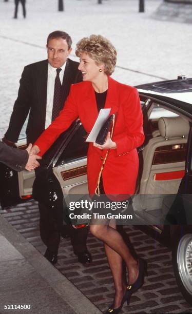 Princess Diana Arriving At The Qe II Conference Centre , Westminster With Her Police Bodyguard, Dave Sharp In The 1990s