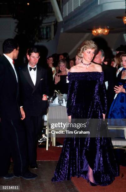 The Princess Of Wales Wearing An Evening Dress Designed By Bruce Oldfield Which Featured As Lot No. 73 At The Auction Of Her Dresses At Christies In...