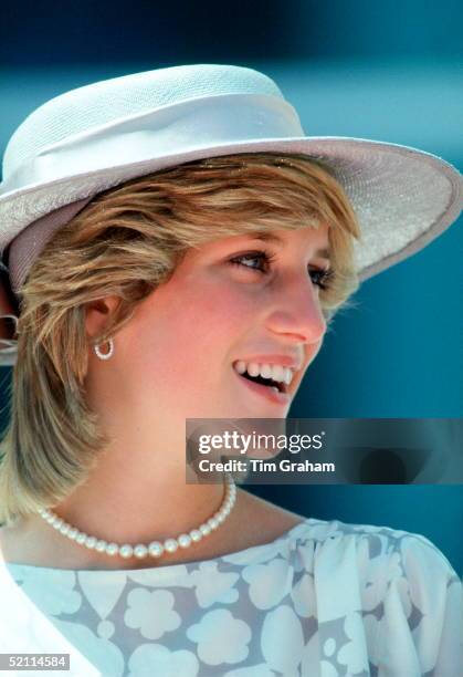 Diana, Princess Of Wales, Smiling During The Inauguration Of New Police Headquarters, Part Of Her Official Tour Of Canada.