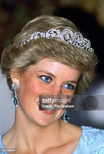 Diana, Princess Of Wales, Attending A Banquet In Munich During Her ...