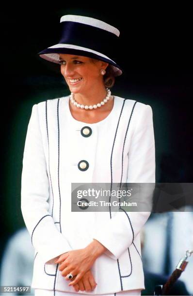 The Princess Of Wales Attends Vj Day Commemorative Events Wearing A Suit By Bashoin Designer Tomasz Starsewski And Hat By Milliner Philip Somerville