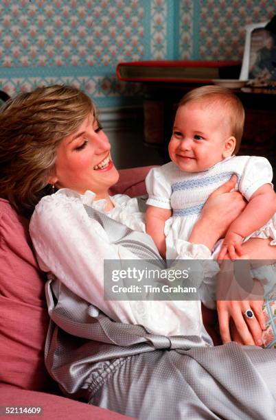 Princess Diana With Her Son, Prince William, At Kensington Palace.