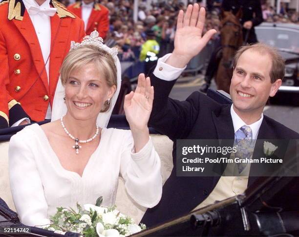 The Earl And Countess Of Wessex [prince Edward And Sophie Rhys-jones] In A Carriage Procession Around Windsor Following Their Wedding In St. George's...