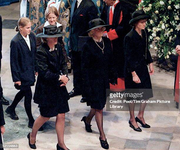 The Funeral Of Diana, Princess Of Wales, At Westminster Abbey In London. Jane Fellowes, Mrs Frances Shand-kydd And Lady Sarah Mccorquodale. Behind...