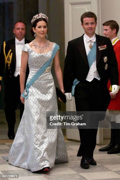 Crown Prince Frederik Of Denmark With His Bride To Be Australian Mary Donaldson Attending A Reception At The Christiansborg Palace To Celebrate Their...