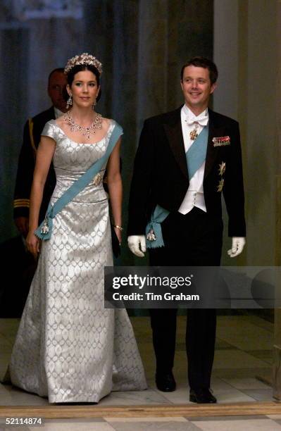 Crown Prince Frederik Of Denmark With His Fancee Mary Donaldson Attending A Reception At The Christiansborgs Palace To Celebrate Their Forthcoming...