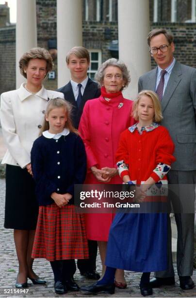 Princess Alice, Duchess Of Gloucester With Her Family, The Duke And Duchess Of Gloucester, The Earl Of Ulster, Lady Rose And Lady Davina Windsor At...