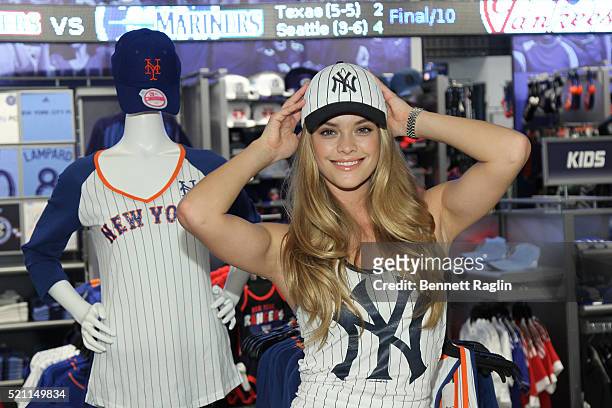 Model Nina Agdal Visits Macy's at Macy's Herald Square on April 14, 2016 in New York City.