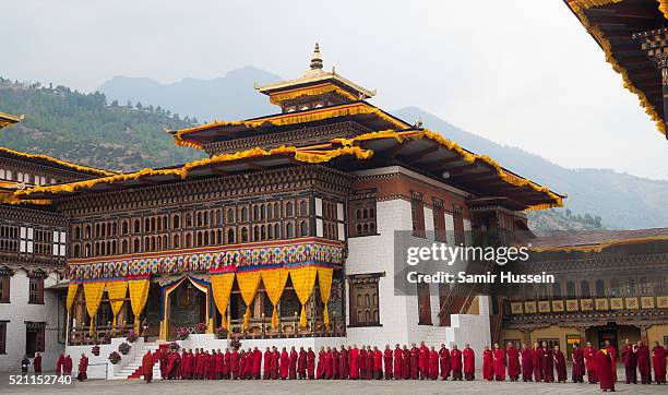 General view of TashichhoDong on April 14, 2016 in Thimphu, Bhutan.