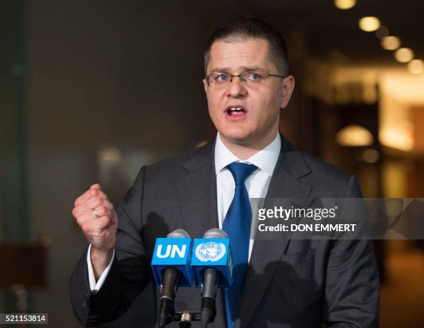 Vuk Jeremic, President of the 67th session of the United Nations General Assembly, and former Foreign Minister of the Republic of Serbia, speaks with...