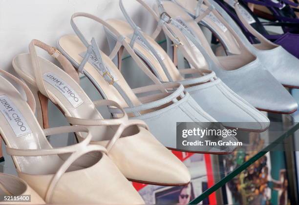 Shoes Designed By Jimmy Choo On A Rack In His Showroom. Princess Diana Had Identical Pairs.