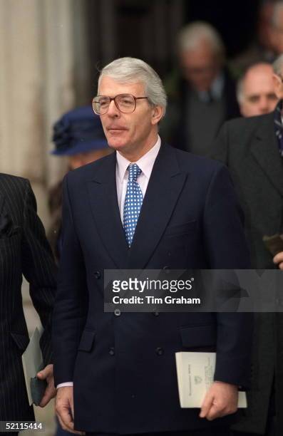 Former Prime Minister John Major At A Service Of Thanksgiving For The Life And Work Of Viscount Tonypandy At Westminster Abbey, London