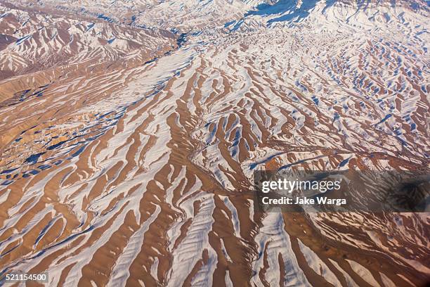 mountains of afghanistan, aerial view - afghanistan aerial stock pictures, royalty-free photos & images