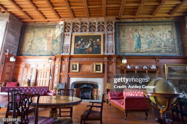 a part of the great hall at bamburgh castle in northumberland, uk. - bamburgh castle stock pictures, royalty-free photos & images