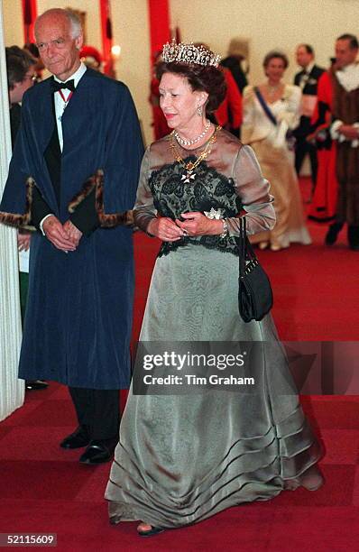 Princess Margaret At The Heads Of State Banquet At Guildhall, London To Commemorate 50th Anniversary Of End Of War In Europe.