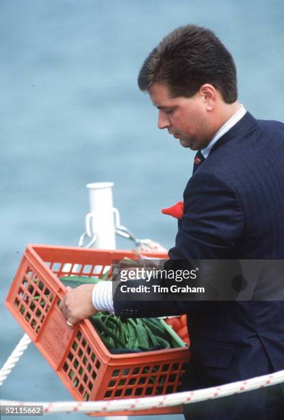 Valet Michael Fawcett Carrying Organic Vegetables From Highgrove Aboard Hmy Britannia While Docked At Heysham