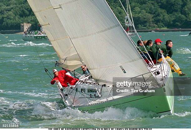 Prince Philip Competing In A Race At Cowes On Board His Yacht 'yeoman'