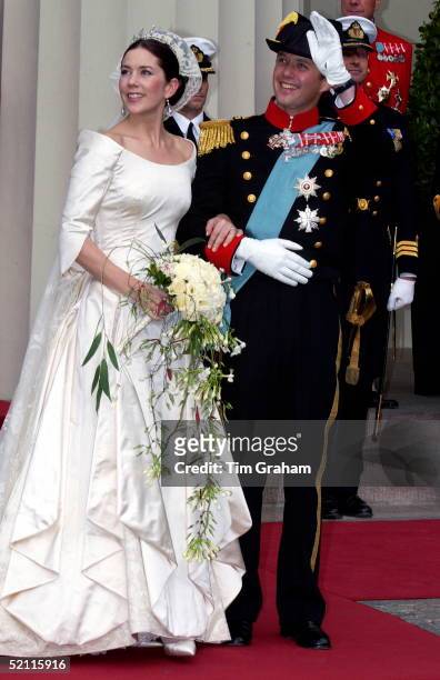 The Bride And Groom, Crown Prince Frederik Of Denmark And The Crown Princess , After Their Wedding In Copenhagen Cathedral