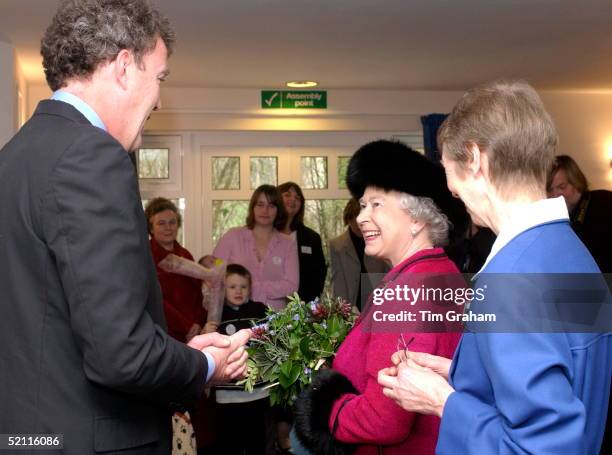 Queen Elizabeth II On A Visit To The University City Of Oxford Touring Douglas House, A Respite Care Home For Young People, Talking With Tv...