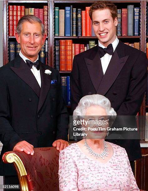 The Line Of Succession Of The British Monarchy - Queen Elizabeth II Posing With Her Son And Heir Prince Charles, The Prince Of Wales, And His Son And...