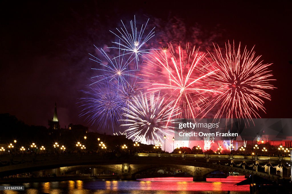 Eiffel Tower Fireworks-Bastille Day-Paris
