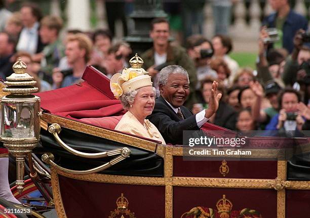 The Queen With President Nelson Mandela Of South Africa In The Mall At The Beginning Of His State Visit To Britain