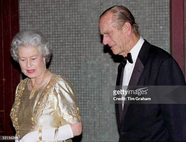 The Queen And Prince Philip At The Festival Hall In London For 'the Royal Gala' To Celebrate Their Golden Wedding Anniversary. The Queen Chose A Gold...