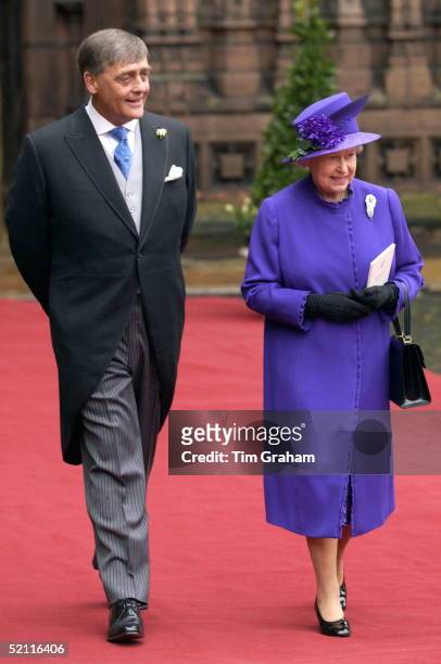 Queen Elizabeth II With Her Friend The Duke Of Westminster, Gerald Grosvenor At His Daughter's Wedding At Chester Cathedral