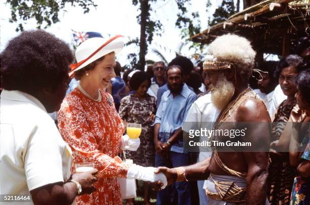 Queen Elizabeth II Visiting The Capital Of The Solomon Isles In The South Pacific As Part Of Her Commonwealth Tour.
